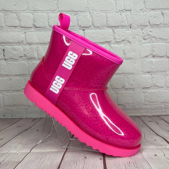 Ugg Classic Mini Pink Clear Waterproof Boots Women’s Size 6 (S/N 1112386K) - Picture 1 of 10